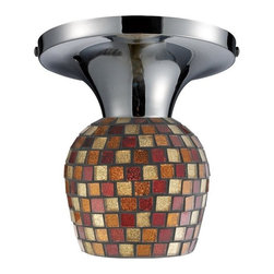Elk Lighting - Celina 1-Light Semi Flush, Polished Chrome and Multi Fusion Glass - Flush-mount Ceiling Lighting
