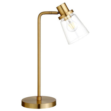 Granville 21 Tall Table Lamp with Glass Shade in Brass/Clear