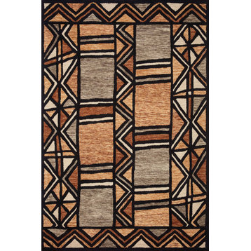 Loloi Wool Tribal-Inspired NAL-07 Walnut, Multi Area Rug, 3'0"x3'0" Round