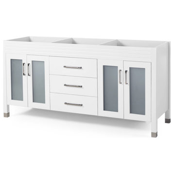 Taylor Contemporary 72" Wood Bathroom Vanity, Counter Top Not Included, White