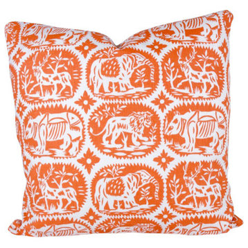 Orange Safari 90/10 Duck Insert Pillow With Cover, 22x22