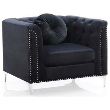 Glory Furniture Pompano Velvet Chair in Black