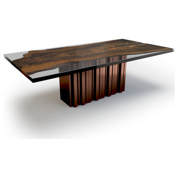 Stellio Dining Table, Copper Base, 10-12 Seater