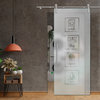 Laundry Sliding Glass Barn Door V1000 With Desing, 40"x81", Semi-Private