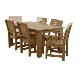 Highwood - Highwood Weatherly 7pc Rectangular Dining Set - AD-DNW37, Toffee - Outdoor Dining Sets