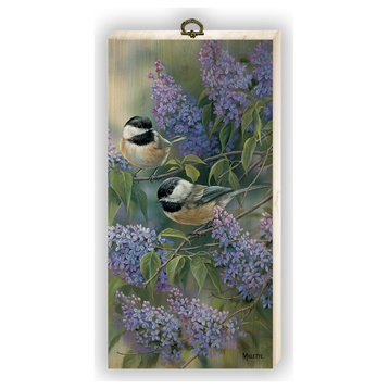 "Chickadees and Lilac" Cutting Board, 6"x12"