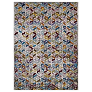 Modway Laleh Geometric Mosaic 4x6 Area Rug, Multicolored