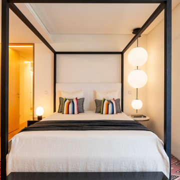 Bedroom Detail with Globe Pendants and Four-Poster Bed, Lisbon