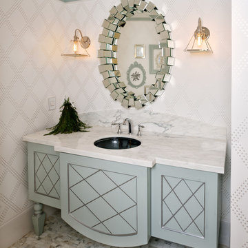 Custom Designed Vanity with Industrial Lights