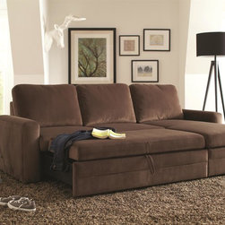 Coaster 503871 Gus Brown Sectional Sofa with Pull Out Bed and Storage - Living Room Furniture Sets