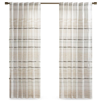 INK+IVY Nea Cotton Printed Curtain Panel With tassel trim and Lining
