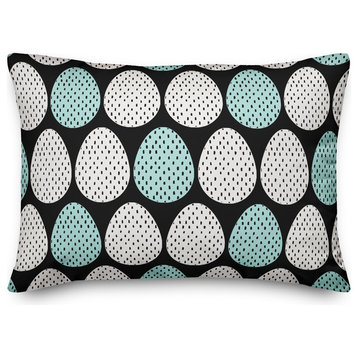 Blue and White Polka Dot Eggs 14x20 Lumbar Pillow