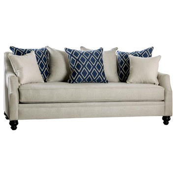 Furniture of America Hollie Transitional Fabric Upholstered Sofa in Ivory