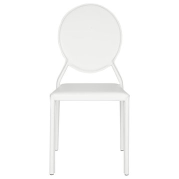 Racey 37"H Round Back Leather Side Chair White