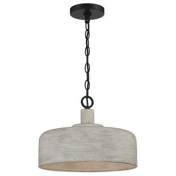 1-Light Pendant, Weathered Gray With Black