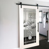 Mirrored Sliding Barn Door with Mirror Panel + Frosted Design, 1x Mirror, 38"x84