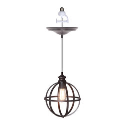 Brushed Bronze Finish with Bronze 8" Cage Instant Pendant Light Conversion Kit - Pendant Lighting
