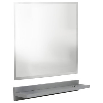 23.5" Light Gray Wireless Charging Shelf and Frameless Mirror Set
