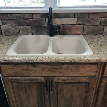 Custom Amish Cabinetry- Rustic Maple Honey Manor with Gray Glaze