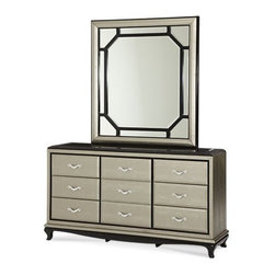 AICO Furniture - After Eight Upholstered Dresser and Mirror in Titanium - 19050 - Bedroom Products