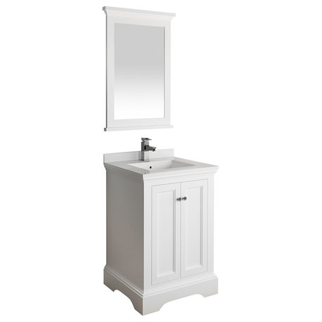 Fresca Windsor 24" Matte White Traditional Bathroom Vanity With Mirror