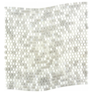 Galaxy 0.3125 in x 0.3125 in Wavy Square Glass Mosaic in Iridescent White Dwarf