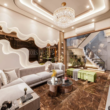 Integrated Lounge & Dining Hall Design | Custom Design Interiors Pvt. Ltd.