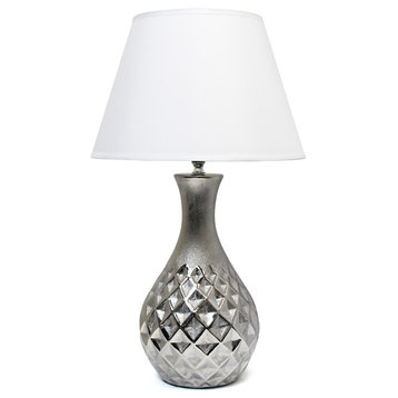 Juliet Ceramic Table Lamp With Metallic Silver Base and White Fabric Shade