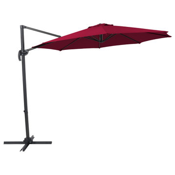 CorLiving Offset Tilting Patio Umbrella, Wine Red