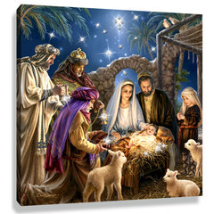 Dona Gelsinger A Savior Is Born Fiber Optic Lighted Framed Nativity Canvas  Wall