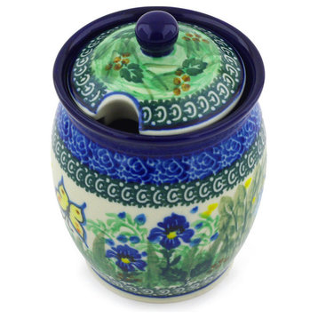 Polmedia Polish Pottery 5" Stoneware Jar With Lid With Opening