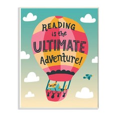 Reading Adventures Cat in a Hot Air Balloon with Clouds Plaque, 12.5x18.5