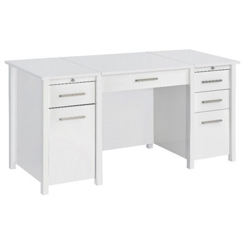 Coaster Dylan Contemporary Wood Lift Top Home Office Desk in White