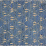 Bareens Designer Rugs - Modern Moroccan Saxon Lt. Blue/Ivory Wool Rug - 4'1'' x 6'2'' - Hand knotted from finest quality wool, this stunning fashionable handmade Moroccan rug also known as a shag rug is crafted by skilled artisans with trendy and elegant design and sophisticated modern pattern creating a compelling focal point in any living area. The Moroccan rug featuring a stunning global inspired design that endure at the forefront of contemporary trend. The meticulously plush pile constructed in great quality wool, features luxurious texture and appearance adding softness, warmth and comfort to any room.
