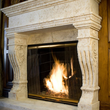 Newly Carved Living Room Fireplace Mantels