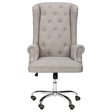 Ian Tufted Swivel Office Chair Rug - Gray, Chrome