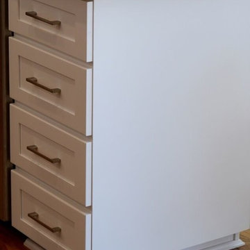 Cabinet Refacing Done in Maple With a Satin White Finish