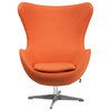 Orange Wool Fabric Egg Chair with Tilt-Lock Mechanism