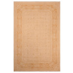 Bareens Designer Rugs - Bohemien Ziegler Tuyet Tan Rust Hand-Knotted Wool Rug - 6'4'' x 9'2'' - Enhance the ambiance of your home with this magnificent Persian-influenced Turkish hand-knotted rug made by skilled artisans capable of creating the most exceptional vegetable dyes and hand-spun wool. This exquisite handmade rug is a one-of-a-kind Peshawar Kafkaz, otherwise identified as Chobi, Chobi Peshawar, Oushak, or Ziegler rug. These handmade rugs are crafted in Pakistan utilizing superior-quality wool imported from Australia, New Zealand, and Korea in two types of weaves: the Persian weave and the Mori weave. This rug is meticulously crafted by hand using the finest natural vegetable dyes extracted from local plants. The artisans use a blend of hand-spun local and fine merino wool, resulting in a rug with a compelling texture, higher lanolin content, and longer staple. The artisans occasionally incorporate natural or artificial silk into the pile to enhance specific motifs. The finished product is an awe-inspiring execution of flawless design and an understated palette that exudes elegance.