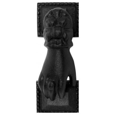 Renovators Supply Door Knocker Black Cast Iron Hand Shaped Vintage Door Knocker