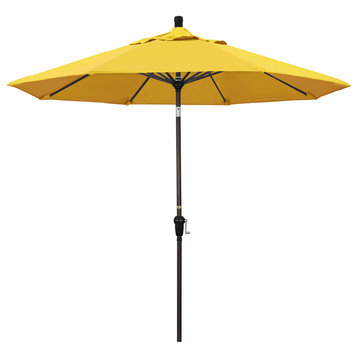 9' Bronze Auto-Tilt Crank Aluminum Umbrella, Lemon Olefin