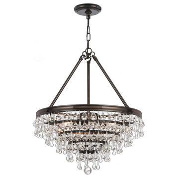 Calypso 6-Light 24" Transitional Chandelier in Vibrant Bronze with Clear Glass