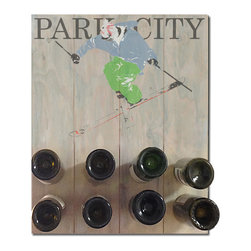 Functional Wall Art - Wine Rack "SKIER" - Artwork