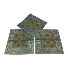 Vintage Silk Cushion Cover Indian Sari Border Green Decorative Pillow Cases