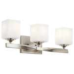Kichler - Kichler 55002NI Three Light Bath, Brushed Nickel Finish - The Marette(TM) 22.75in. 3 light vanity light with satin etched cased opal glass and twisted arm in Brushed Nickel finish. A perfect addition in several aesthetic environments, including traditional, transitional and modern. Bulbs Not Included, Number of Bulbs: 3, Max Wattage: 75.00, Bulb Type: A19