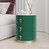 Modern Nightstand Green Round Nightstand with 3 Drawers Nightstand with Storage