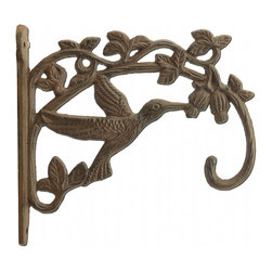 Import Wholesales - Decorative Cast Iron Plant Hanger, Hummingbird, 7.5" Deep - Planter Hardware And Accessories