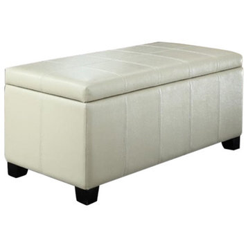 Atlin Designs Faux Leather Storage Bench in Cream