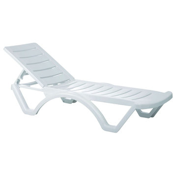 Compamia Aqua Pool Chaise Lounge, White, Set of 4