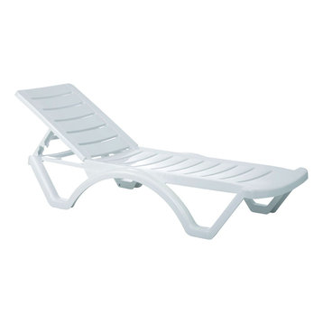 Compamia Aqua Pool Chaise Lounge, White, Set of 4
